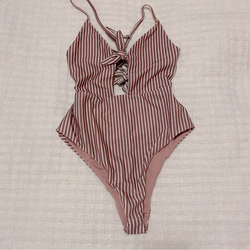 Paper Heart swim one piece stripe swimsuit